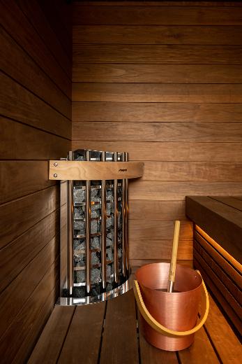 Kirami FinVision® -sauna S Nordic misty, Harvia Glow Corner