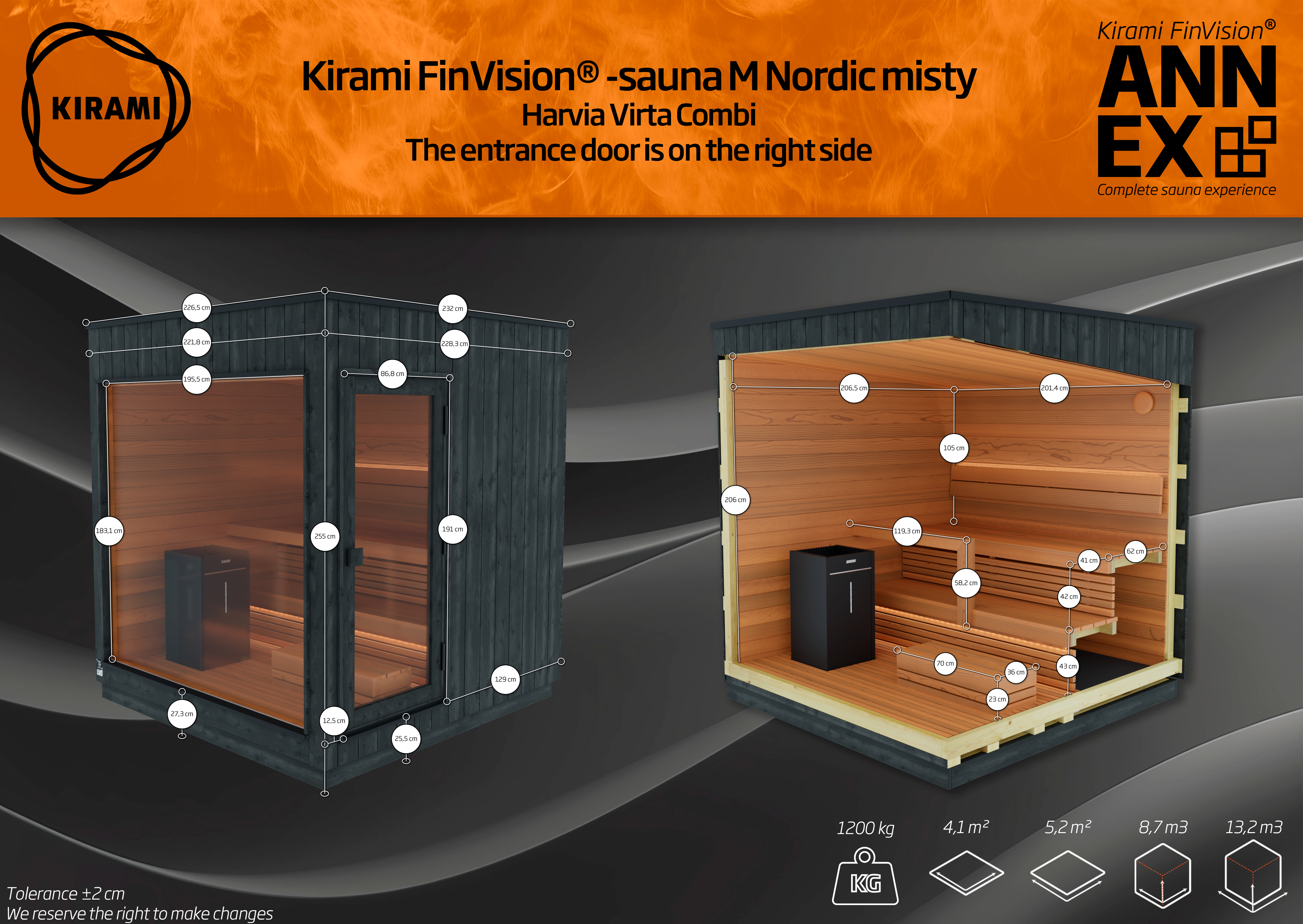 Kirami FinVision -sauna Nordic misty